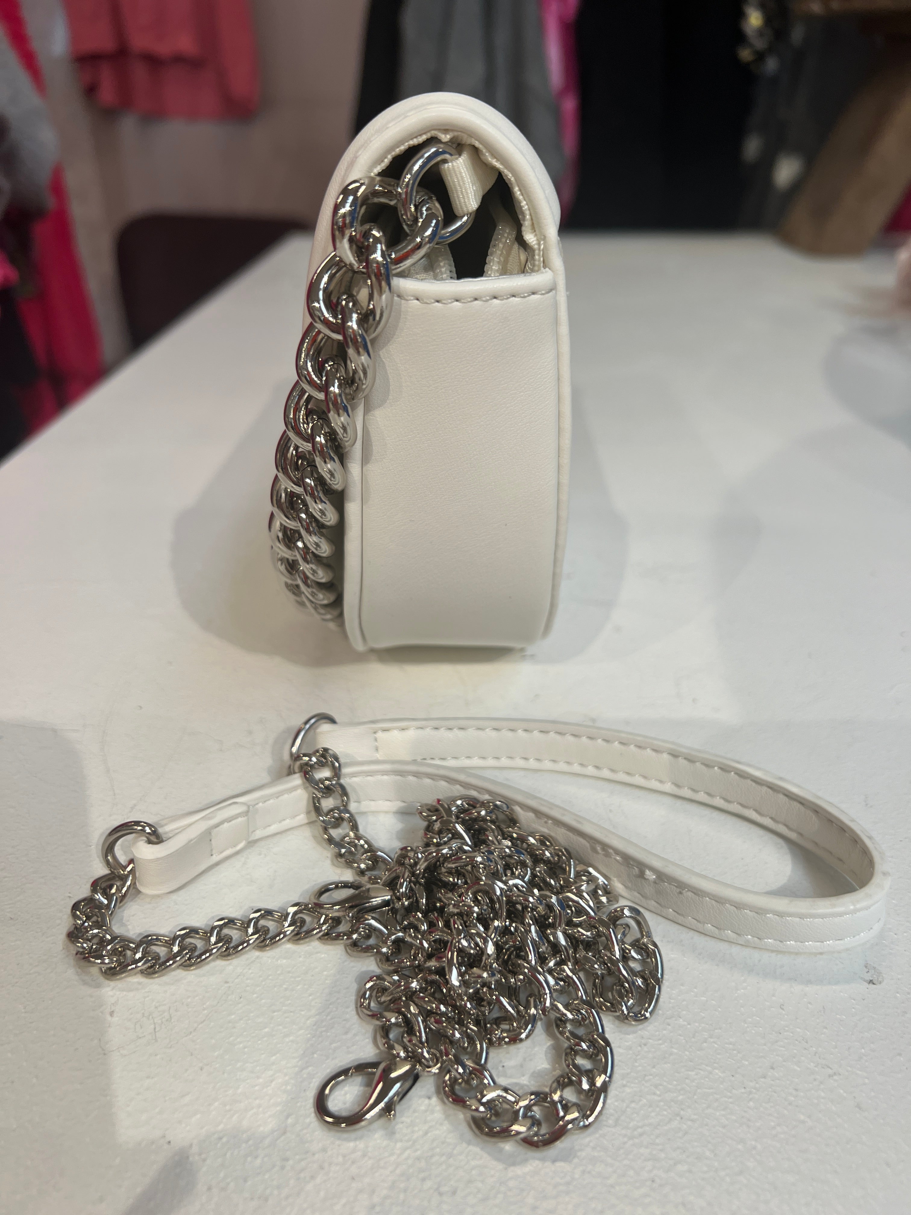 Rose - Lille håndtaske med similitensten og sølv kæde